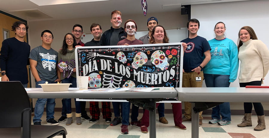 students at the dia de los muertos event
