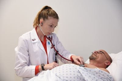 Medical student at Evansville mock clinic