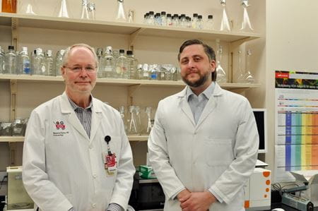 Ben Gaston and Michael Davis in the lab