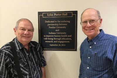Wagner and Coppoc with Lyles-Porter Hall plaque