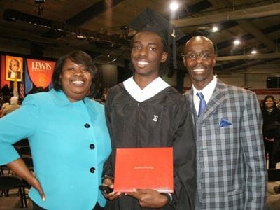 Richard Brown college graduation with parents
