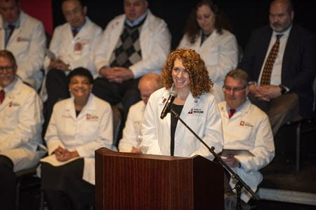 Mikayla Burrell speaks at White Coat Ceremony