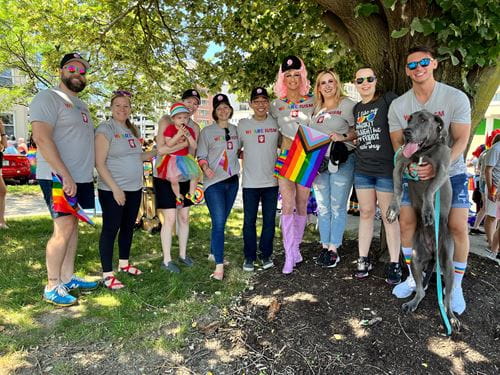 QueerEM group walking in the Indy Pride parade