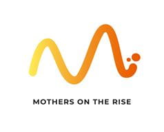Mothers on the rise logo, yellow-orange-red squiggly line
