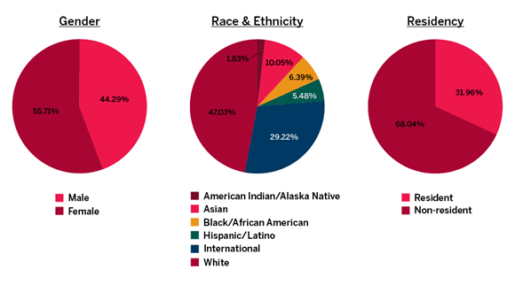 Gender, Race & Ethnicity, Residency graphic