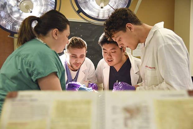 Med Students working in a group